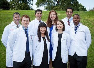 Medical students in white coats
