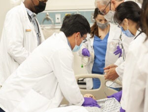 students in sim center