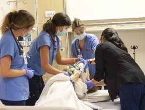 students in sim center