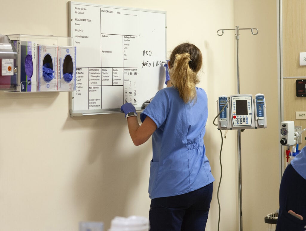 students in sim center