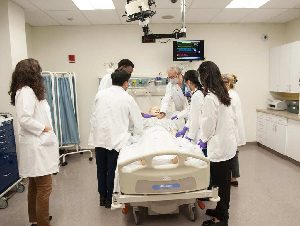 students in sim center