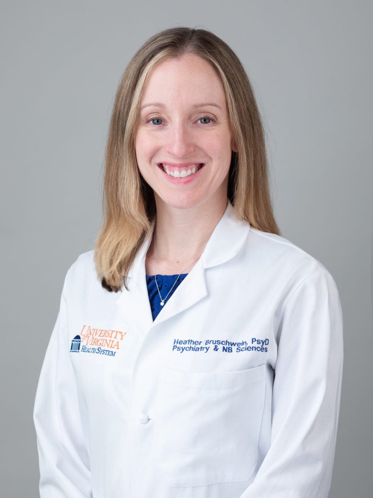 Photo showing Heather Bruschwein, PsyD, Assistant Professor of Psychiatry and Neurobehavioral Sciences at UVA School of Medicine.