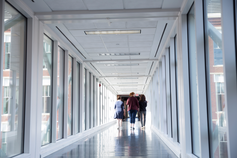 Photo showing interior walkway within UVA School of Medicine