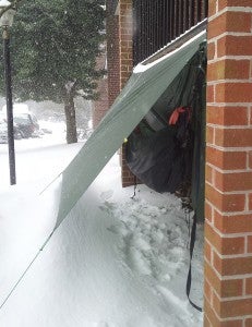 Carl Buchholz’s hammock, during Charlottesville’s January snow storm.
