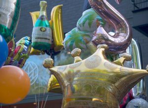 Celebrating graduation day with an array of balloon's on UVA's famous "Corner."