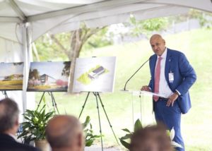 Photo: Bobby Chhabra, MD, speaks at the groundbreaking for UVA Health System's new musculoskeletal center.