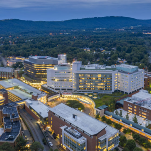 hospital ariel night mountains