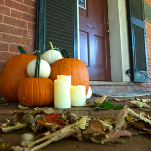 Fall photo with pumpkins and candles