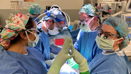 Drs. Daniero, Garneau, Basu, Jonas, Group picture in surgery