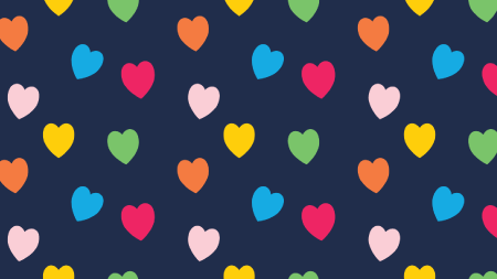 hearts on blue background