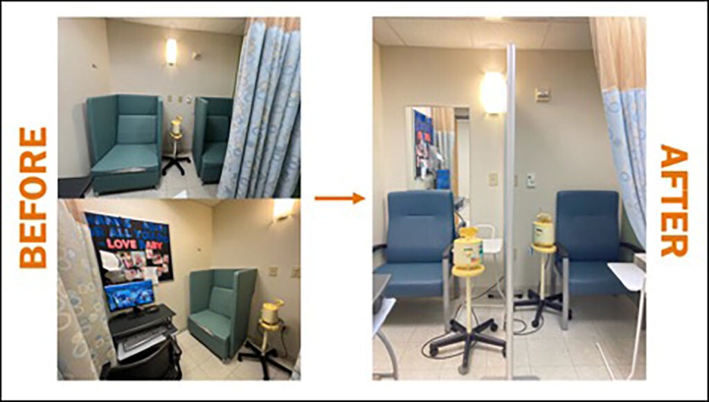 Lactation room before and after photos 