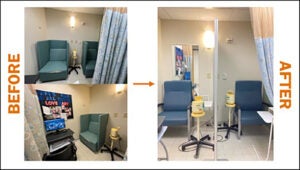Lactation room before and after photos