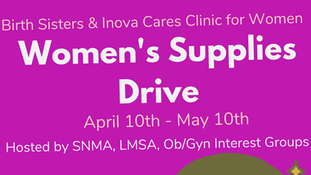 Graphic image of Women's Supplies Drive dates and details