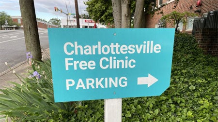 Charlottesville Free clinic sign 