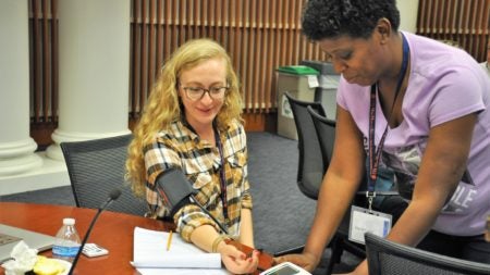 Mini-Medical School person having blood pressure taken