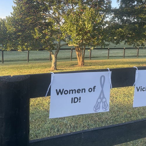 UVA ID sign for Women's Four Miler