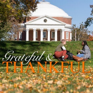 Rotunda in Fall with students on grass