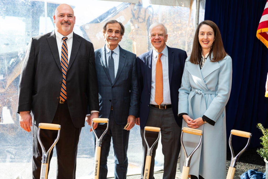 2 men with Craig Kent and Melina Kibbe Manning Institute Ground Breaking