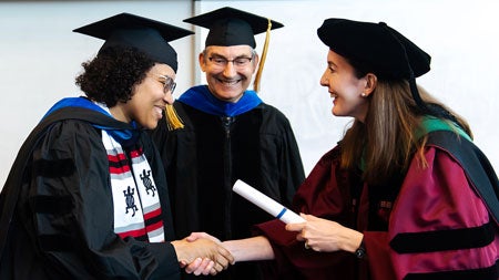 Student, mentor and Dean Kibbe at BIMS graduation 2023
