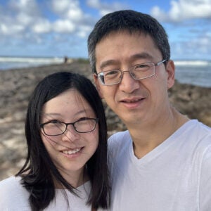 Iris Sun on left and Ling Qi at beach
