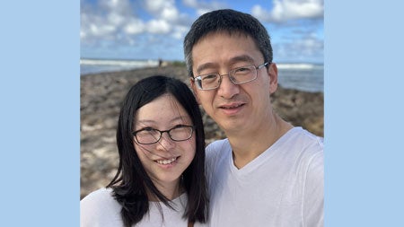 Iris Sun on left and Ling Qi at beach