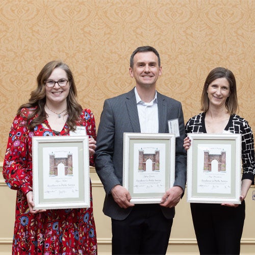 Last year's award recipients (from left), Tegan Medico, MS, MPH, Jeffrey Gander, MD, Amy Wrentmore, MD