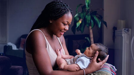 Breastfeeding mom and baby.