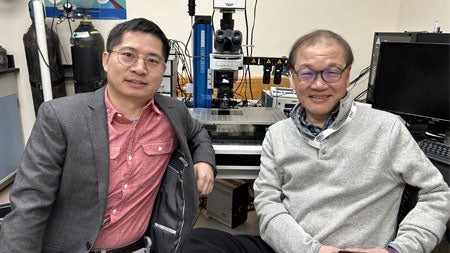 (From left) Zhongxiao Fu, PhD, and Chia-Yi Kuan, MD, PhD