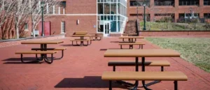 Picnic tables in the MR5 Courtyard.