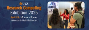 Research computing graphic with people at posters