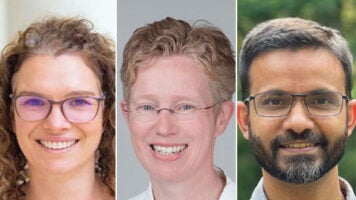 (From left) Anna Cliffe, PhD, Uta Erdbruegger, MD, Swapnil Sonkusare, PhD
