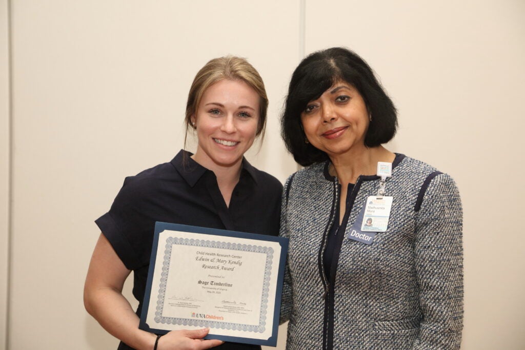 Kendig Award Winner Sage TImberline with Dr. Misra