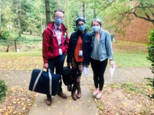 Three UVA residents ready for a home visit to patients.