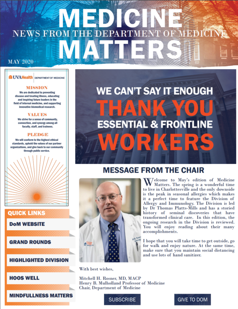 DOM Medicine Matters Newsletter - May 2020 - Medicine Matters