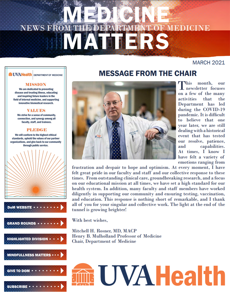 March Department of Medicine Matters Newsletter