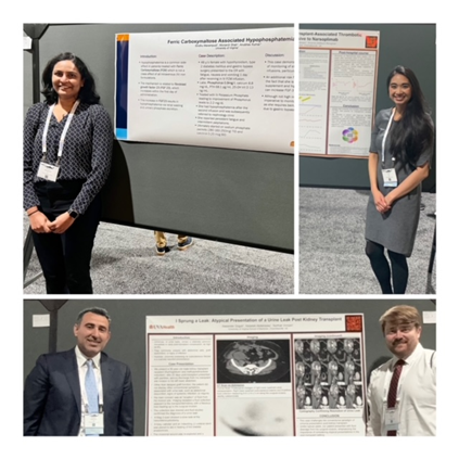 Celebrating Fellows Success Our second-year fellows Sindhu Krishna Marampudi, Michelle Tran, Abdallah Saleh Abdelrazeq, and Alexander Olegovich Gogoli have made us proud! They showcased their research posters at the National Kidney Foundation Meeting, representing UVA Nephrology. Abdallah bagged a travel grant from ASN to attend the Home Dialysis University and participate in a virtual course. Michelle and Sasha diligently revised the 11th edition of the Nephrology Fellows Handbook for our new fellows, while Sindhu received a travel grant from Women in Nephrology and has been focusing on enhancing fellow wellbeing and UVA Nephrology’s social media presence.